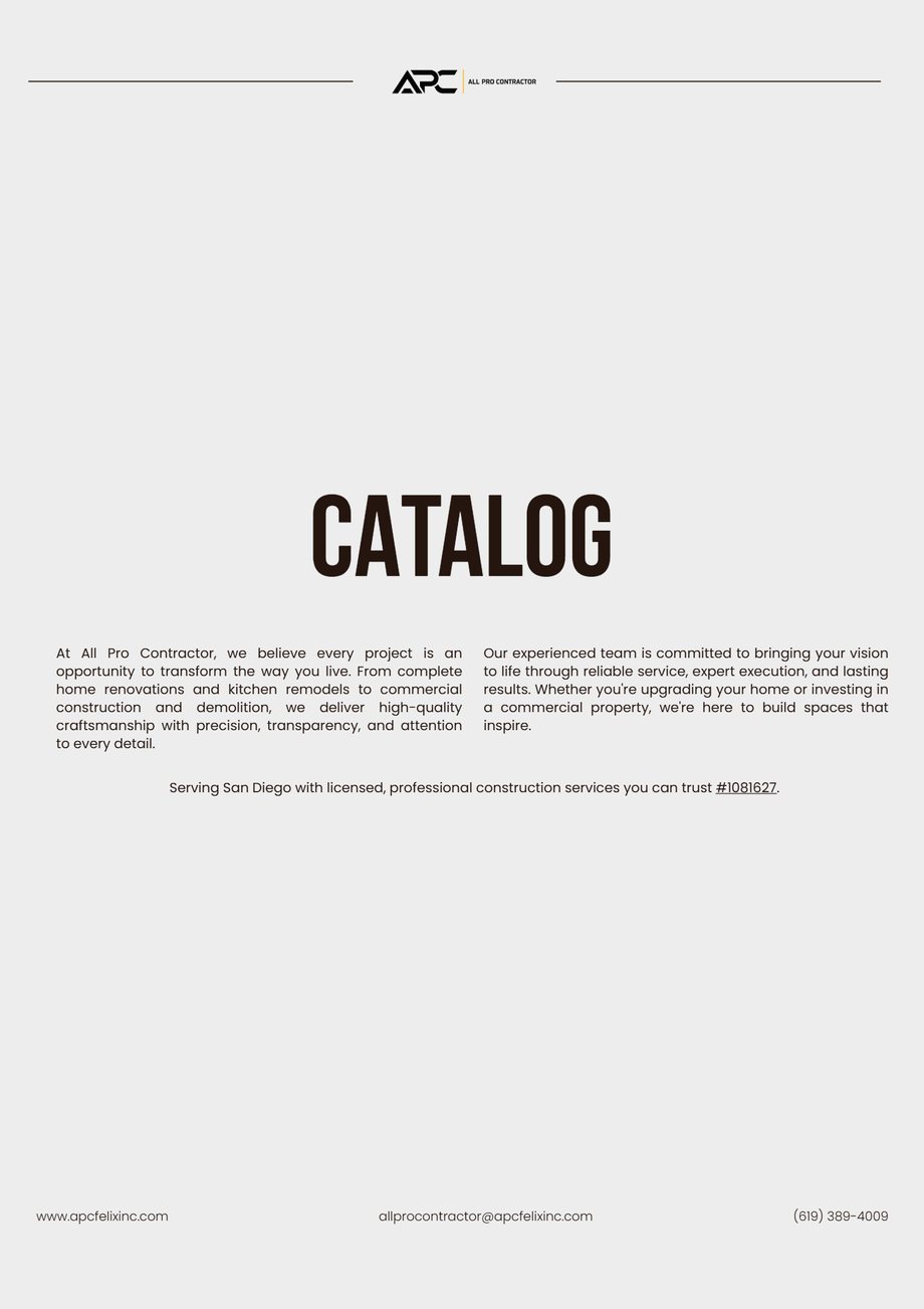 APC Felix construction catalog cover and company introduction