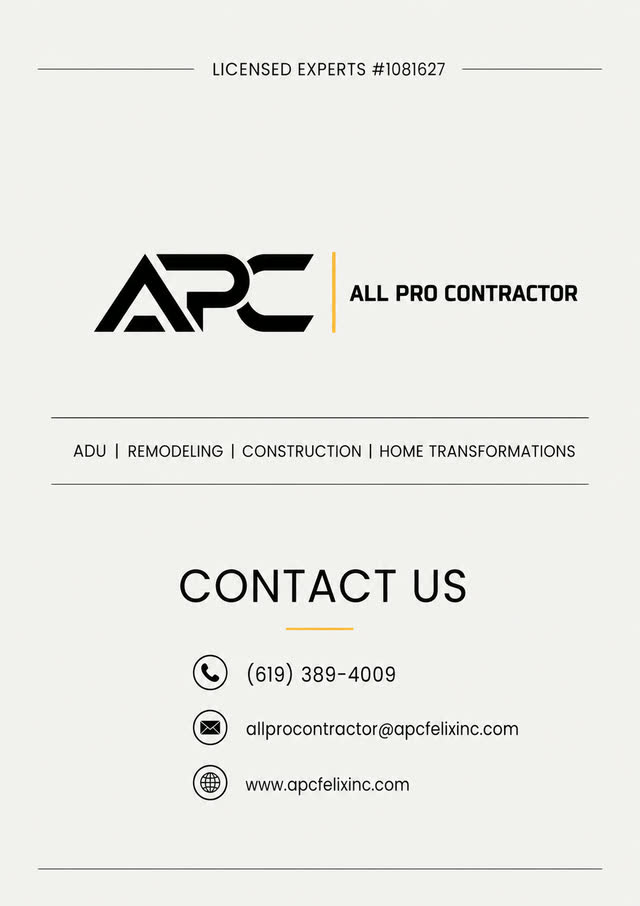 APC Felix contact information, construction services, and California license details