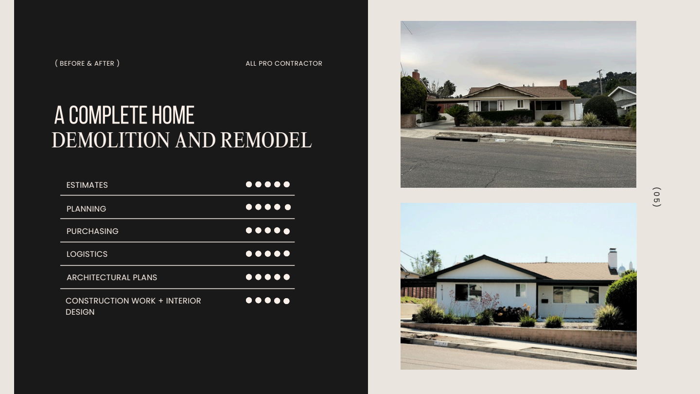APC Felix whole-home demolition and remodel portfolio page with exterior before-and-after photography
