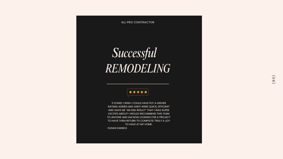 Five-star Susan Daniels review for an APC Felix remodeling project